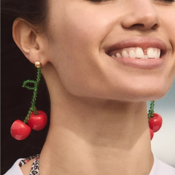 ZARA Cherry Beaded Earrings - Picture 3 of 11